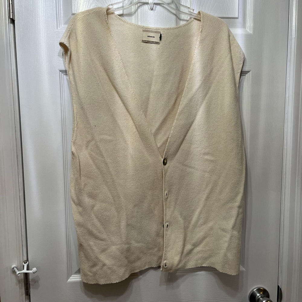 Cream Waffle Button-down Vest